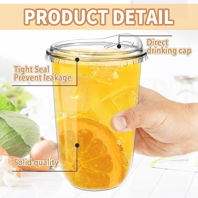 50 Pack 18 oz Clear Plastic Iced Coffee Cups - Image 3