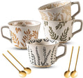 Ceramic Mugs 11 oz Unique Luxurious Cups Set of 4 by Noevany