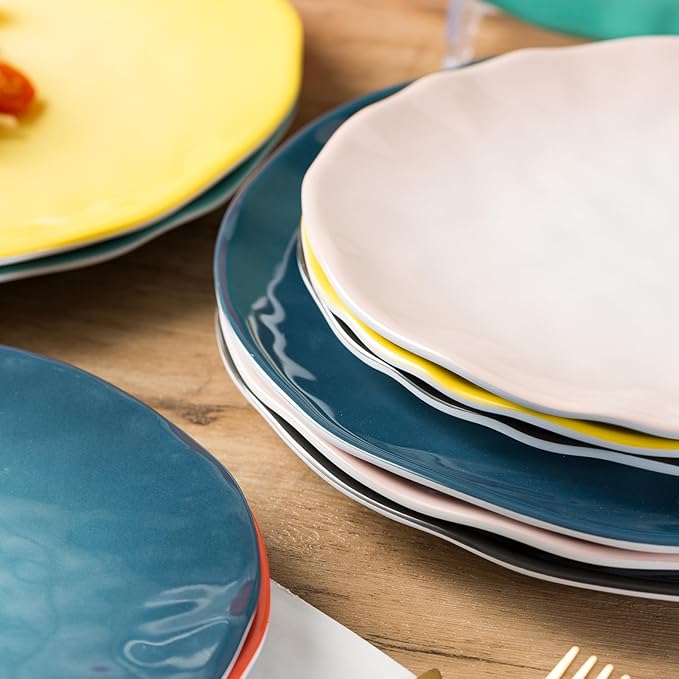 Melamine Dinner Plate Plastic Bread Butter Plates Set of 6 Pcs 11 inch Lightweight Shatter Proof Chip Resistant Dishwasher Safe (Multicolor)