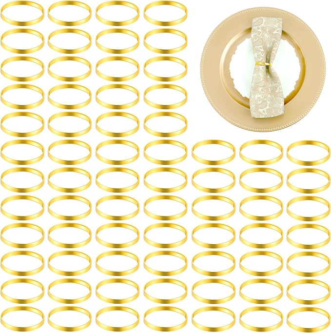 100Pcs Gold Napkin Rings Bulk, Elegant Gold Napkin Rings, Servilleteros para by Unknown