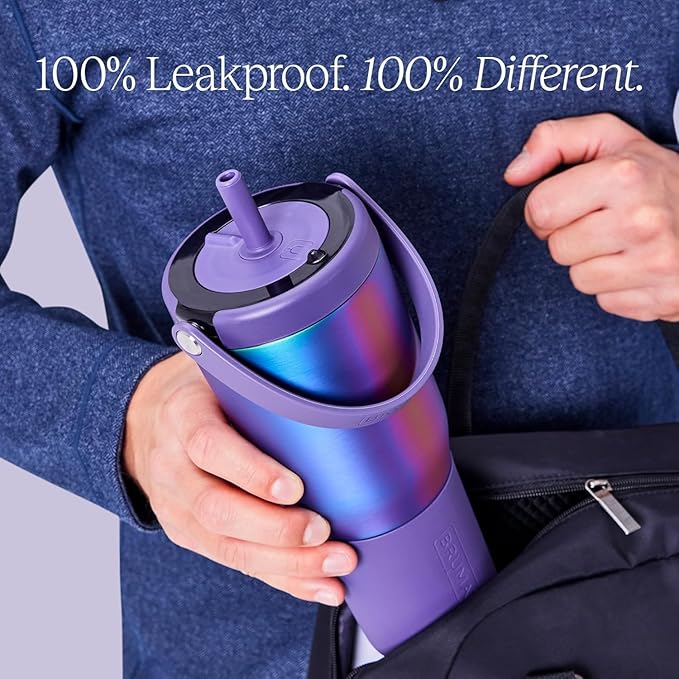 BrüMate Resa 35oz 100% Leakproof Tumbler w/Handle & Straw | Flexible SoftSip Straw | Silicone Sleeve for Durability | Stainless Steel | Cup Holder & Travel Friendly Water Bottle (Glacier)