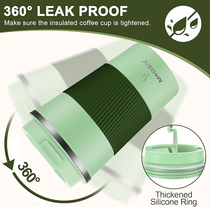 MOMSIV 12oz Travel Coffee Mug, Insulated Coffee Cup - Image 5