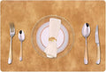 Faux Leather Eco-Friendly Placemats with Rounded Corners Set of 4,Oilproof&Heat-Resistant Place Mats,Waterproof&Stain Resistant Table Mats,Washable Non-Slip for Kitchen-Khaki