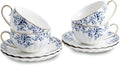 Agyiuns ceramic tea cups and saucers 6oz, floral tea cups by Agyiuns
