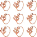 KPOSIYA Set of 6 Leaf Napkin Rings Metal Gold Napkin Holder Table Napkin Rings by KPOSIYA