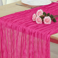 8 Pack Hot Pink Cheesecloth Table Runner 120 Inch Boho Wedding Decor | by Fixwal