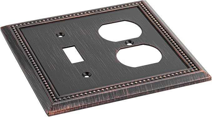 Henne Bery Sunken Pearls Decorative Wall Plate Switch Plate Outlet Cover (Toggle/Duplex, Aged Bronze)