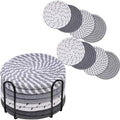 Drink Coasters 8 Pack with Holder, 4-Color Cotton Woven Absorbent Coasters Set by Brillirare