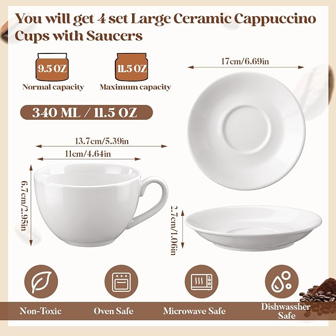 4 Set 12 oz Cappuccino Cups - Image 2