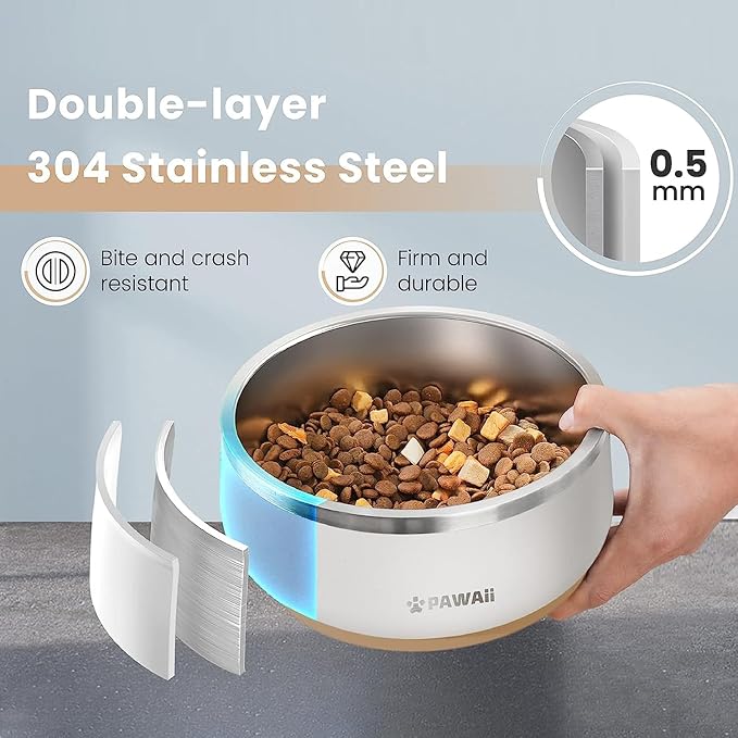Pawaii Dog Bowl, 34 oz Stainless Steel Food and Water Bowl, ID Tag, 1 Pack | - Image 2