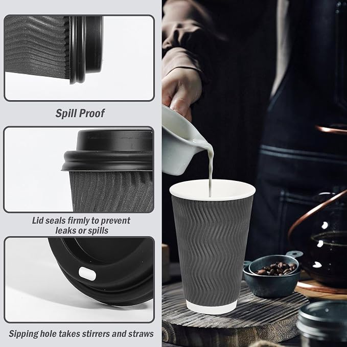 Lamosi 500 Pack - 16 oz Insulated Disposable Coffee Cups - Image 3