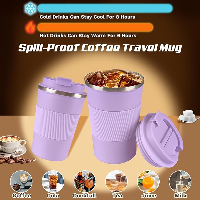 Vacuum Insulated Stainless Steel Travel Coffee Mug, Leak Proof Cup - Image 2
