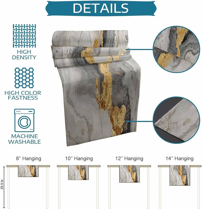 Grey Ombre Marble Table Runners 70 Inches Long, Abstract Art Kitchen Dining - Image 8