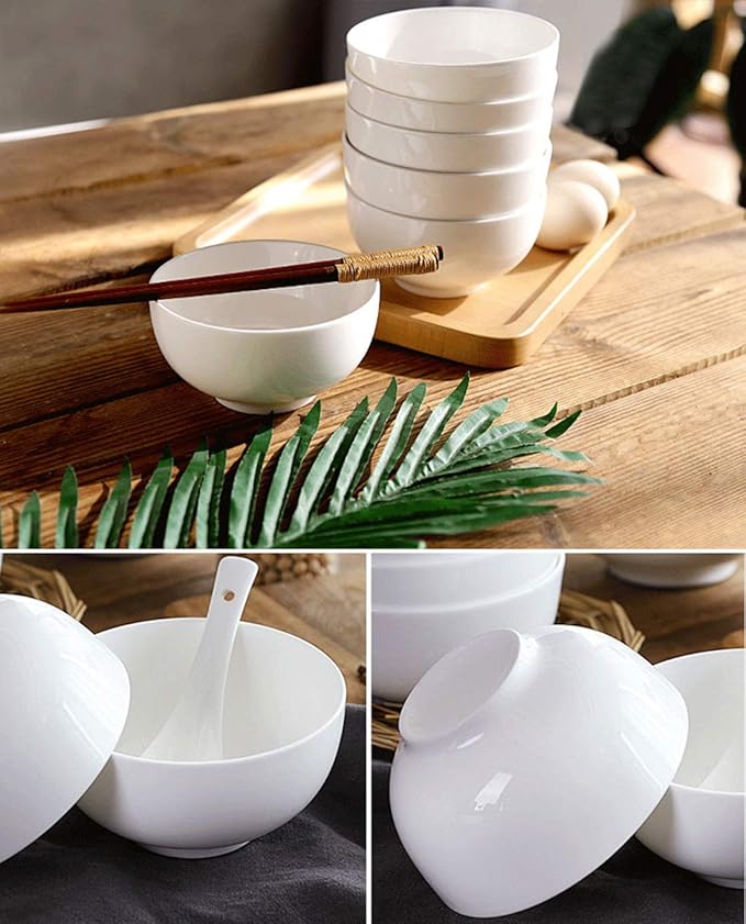 Foraineam 12 Pack 10 Ounces Porcelain Small Bowl Set White Round Bowls - Image 7