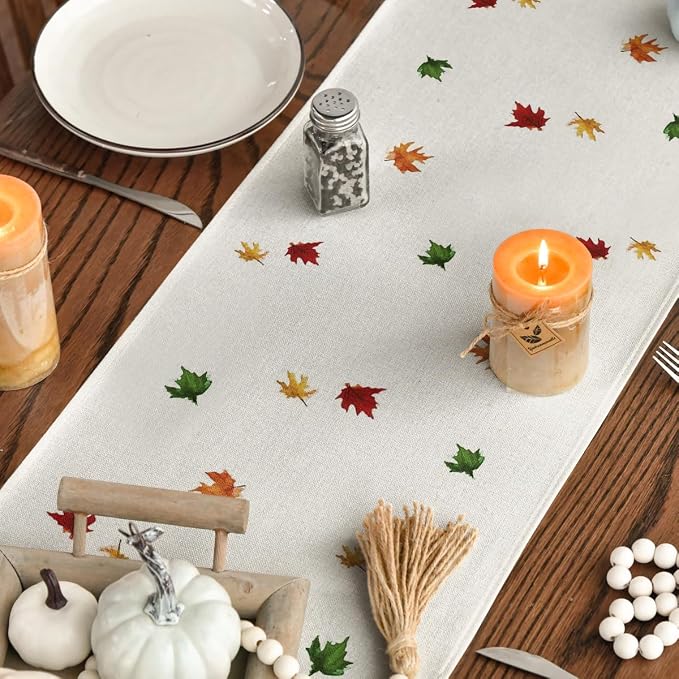 Artoid Mode 210 GSM Fall Table Runner 13x108 Inch Home Party Decor | Maple Tree - Image 7