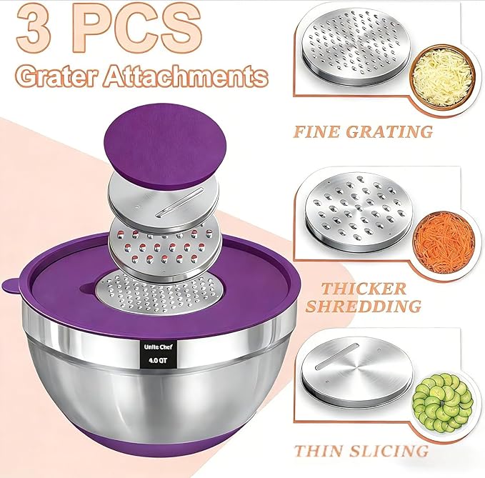 Umite Chef Thickened Heavy-Duty 26pcs Stainless Steel Bowl, Mixing Bowl Set - Image 6