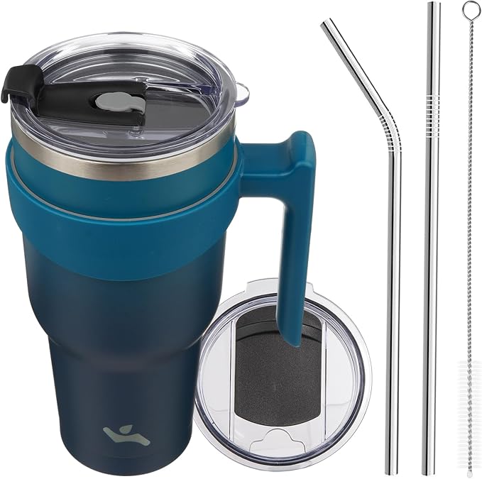 Konokyo 40 oz Tumbler with Handle and Straw, Insulated Travel Mug | Indigo by Konokyo