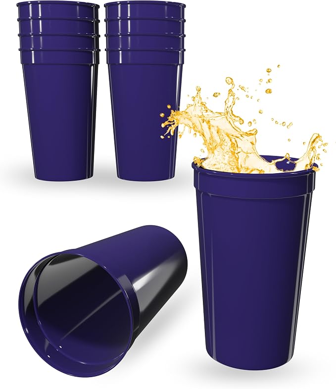 PartyPrints 10 Pack 22 oz Purple Reusable Blank Plastic Cups, Colored Plastic by PartyPrints
