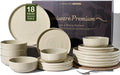 Stoneware Dinnerware Set for 6, Chip & Scratch Resistant, Microwave & by FamiwarePremium