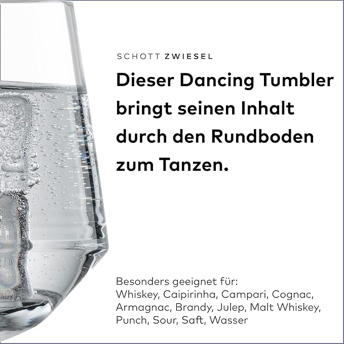 Zwiesel Glas Pure German Crystal Glassware Collection, 2 Count (Pack of 1), Dancing Party Tumblers Cocktail Glass