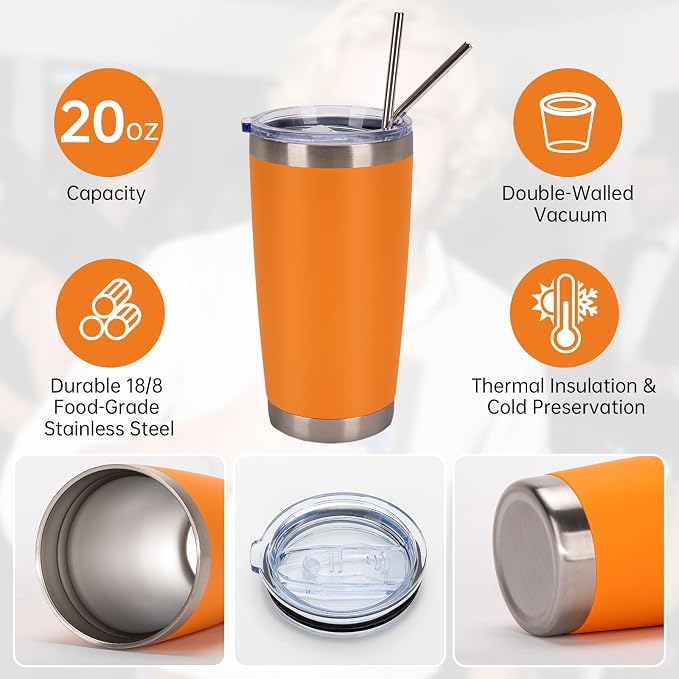 IEOVIEE 32 Pack 20oz Stainless Steel Insulated Bulk Tumblers - Image 5