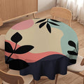 Medieval Bohemian Abstract Round Tablecloth, Mid Century Modern Leaves Geometric Tablecloth for Home Party Dining Room Kitchen Decor 50Inch(127cm)