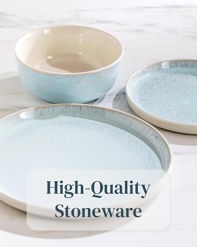 PURE LIVING INTERIOR DESIGN Stoneware Coffee Mugs Set of 2, Modern Beige-Blue - Image 4