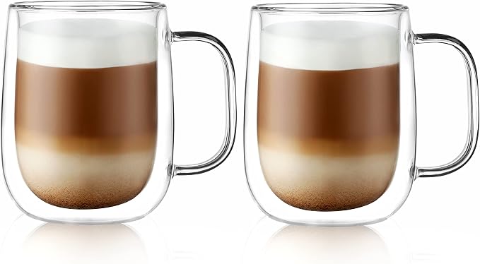 CNGLASS Large Double Wall Glass Coffee Mug 15.2oz by CNGLASS