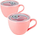 24oz Soup Mug with Handle & Lid, Microwave Soup Bowl/Cup, Ice Cream and by Hoilse