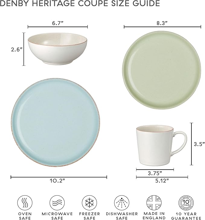 Denby - Heritage Pavillion Medium Plate - 8.25in Blue Scratch & Chip Resistant Dinner, Lunch, Salad Plate For Everyday Use - Ceramic Stoneware Tableware Dish - Dishwasher & Microwave Safe