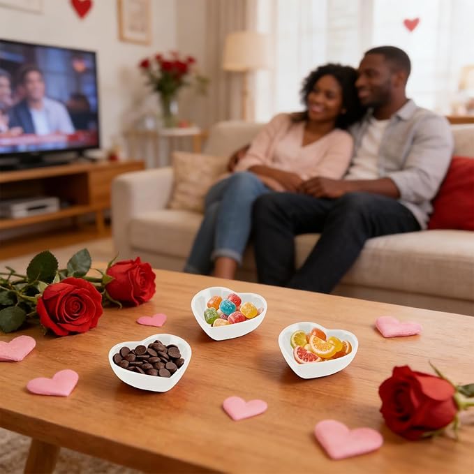 12PCS Heart Shaped Bowl Heart Bowl For Candy Lovers, Office Desk Decor, Home Snack Display, Valentine'S Day, Wedding Celebrations, Birthday Parties,Family Kitchen Use