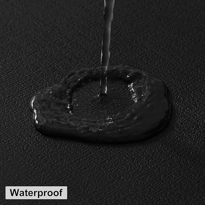 homing Round Faux Leather Placemat and Coaster 8 Packs, Washable Heat Resistant Dining Place Mats, Wipeable Double-Sided Table Mats for Indoor and Outdoor, Diameter 13 and 3.93 inch, Black