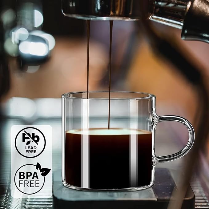 PARACITY Espresso Shot Glass Set of 2, 4.3 fl oz Clear Cups - Image 3