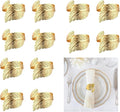 14K Gold Napkin Rings Set of 12, Metal Leaf Gold Napkins Rings Holder Buckles by FAZKAR