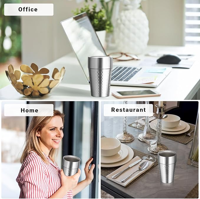 Stainless Steel Double Wall Cup, 16 oz Insulated Tumbler, 4 Pack Unbreakable - Image 6