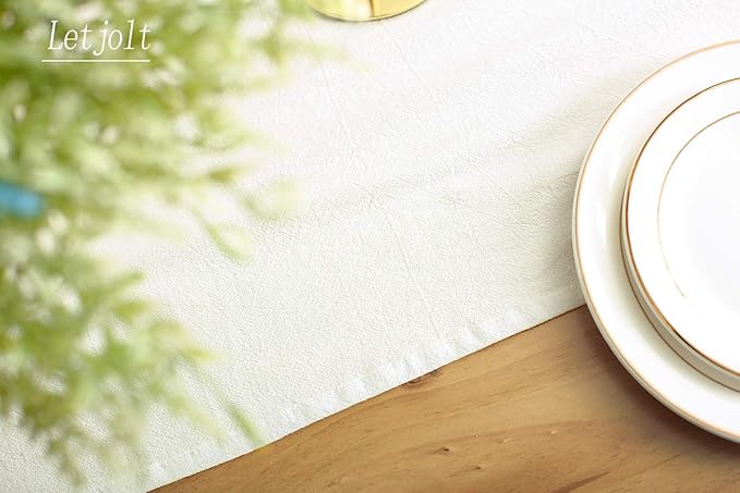Letjolt White Table Runner 108 Inches | Rustic - Image 4