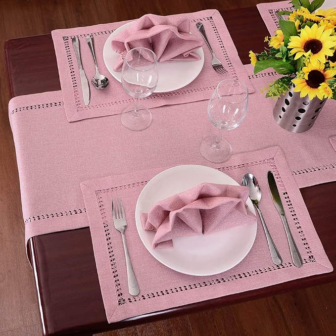 Grelucgo Large Handcrafted Solid Color Dining Table Runner, Double-Hemstitched - Image 3
