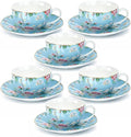 BTaT- Floral Tea Cups and Saucers, 7 oz, Fine Porcelain Teacup Set by BrewToATea