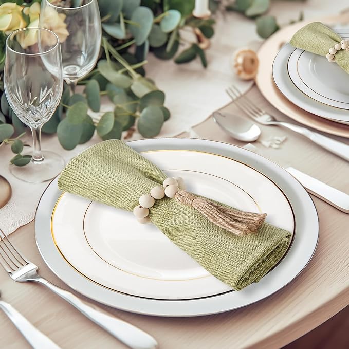 APTWOW Napkin Rings Set of 100, Wooden Napkin Rings, Wood Bead Napkins Rings - Image 5