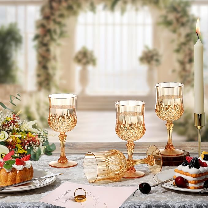 XUWAIDSGN 16 Pcs 7oz Plastic Vintage Wine Glasses Drinking Glasses Unbreakable - Image 6
