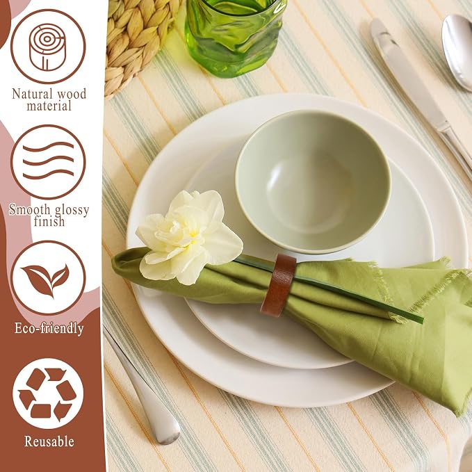 50 Pcs Wooden Napkin Rings Handmade Dining Napkin Holder Buckles Farmhouse - Image 2