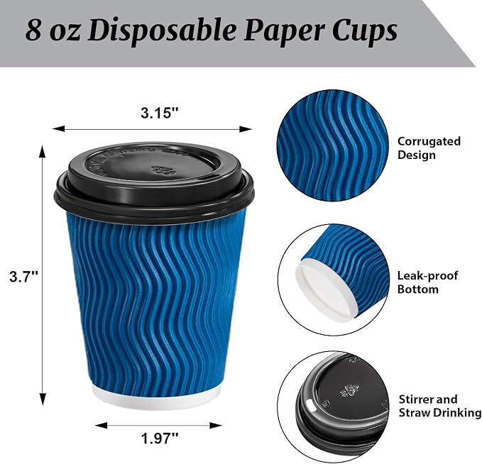 Clawsoff 100 Pack 8 oz Coffee Cups - Image 2