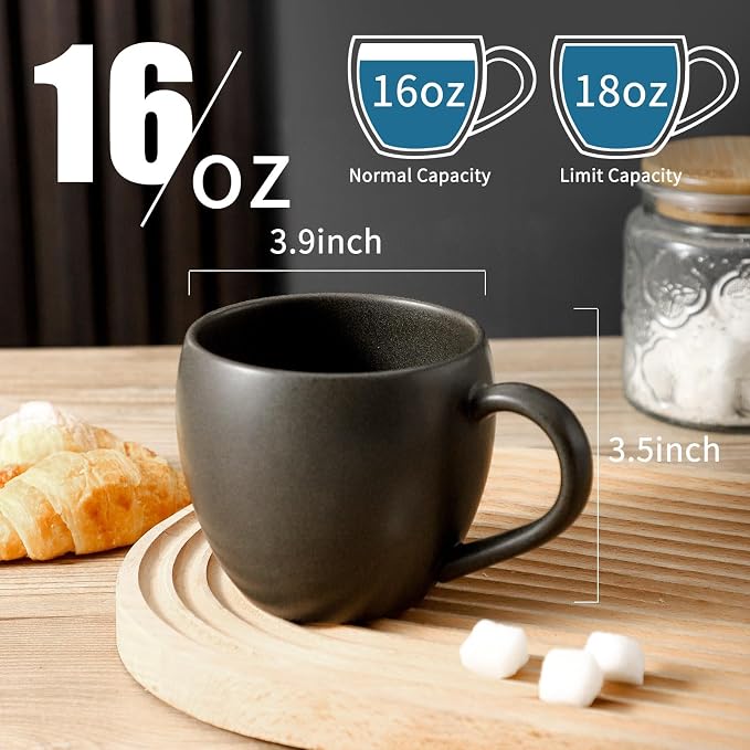 Coffee Mugs Set of 4, Ceramic Coffee Cups - Image 2