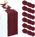 6 Pack Burgundy Cheesecloth Table Runner 35 x 120 Inch | Boho Gauze Fabric by RestfulGlow