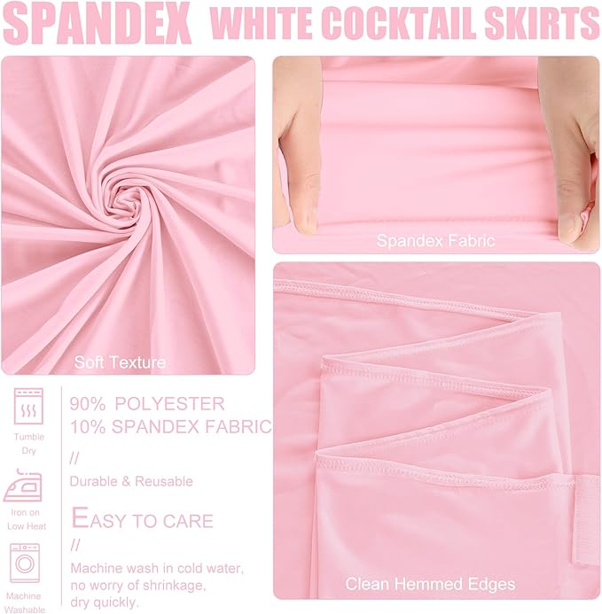 4 Packs 32 x 43 Inch Spandex Round Cocktail Table Skirts Stretch Cocktail Table Cover Fitted High Top Tables for Wedding Bar Party Banquet (Pink)