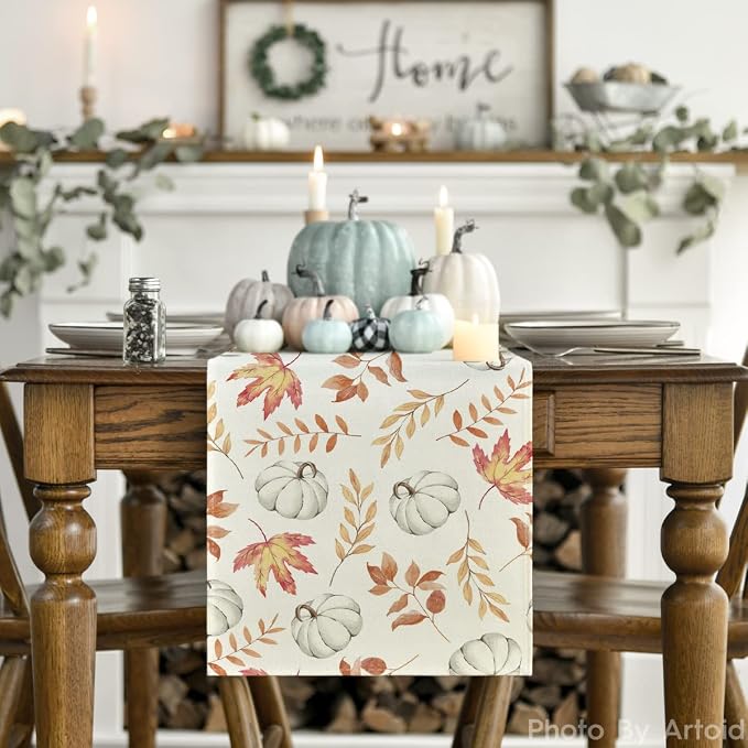 Artoid Mode 210 GSM Fall Table Runner 13x48 Inch Home Party Decor | Orange - Image 2