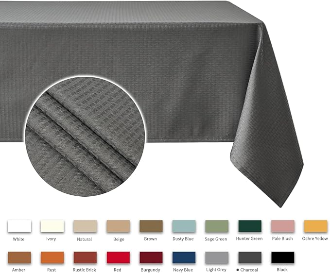 maxmill Tablecloth Stain Resistant Waterproof Wrinkle Resistant Spillproof Washable Soft Weaved Texture Table Cloth for Dining Room, Indoor Outdoor Use, Rectangle 60 x 140 Inch, Charcoal Gray