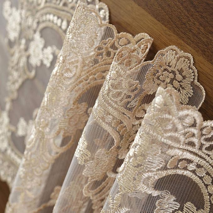 ARTABLE Champagne Small Lace Table Runner Macrame Dresser Scarf 10x36 Inch | - Image 4