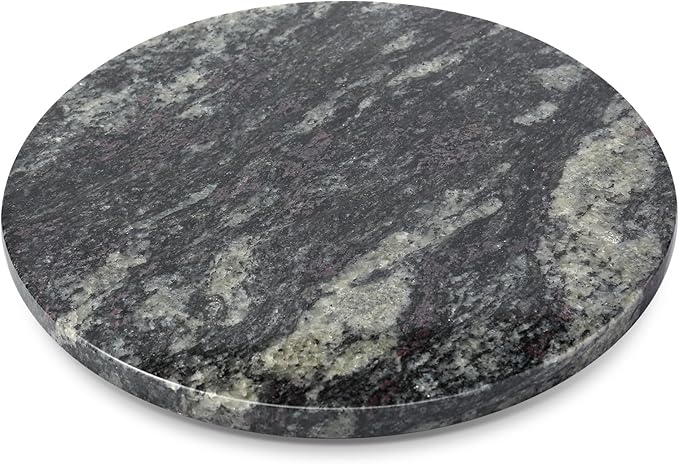 Koville 12'' Black Marble Lazy Susan for Dinning, Marble Turntable for Kitchen Counter, Lazy Susans Organizer for Cabinet, Serving Rotation Spinning Tabletop Organizer Swiveling, Spice Rack Storage