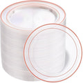 bUCLA 100PCS Clear Rose Gold Plastic Plates Disposable by BUCLA